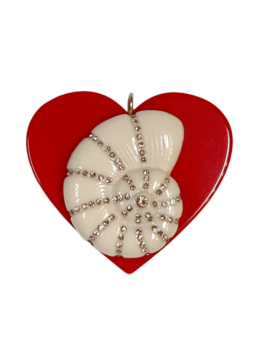 XL Crystal Shell Heart Pendants