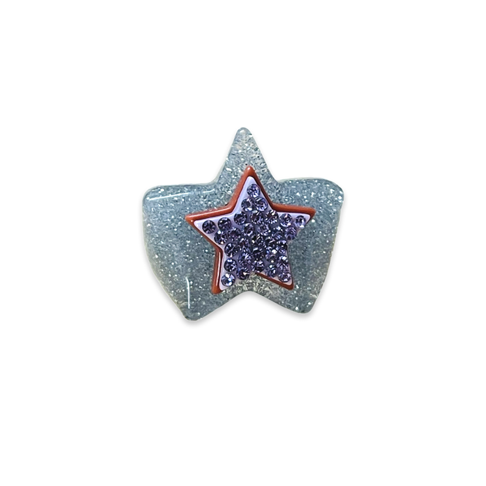 Stacked Crystal Star on Glitter Star Base Ring