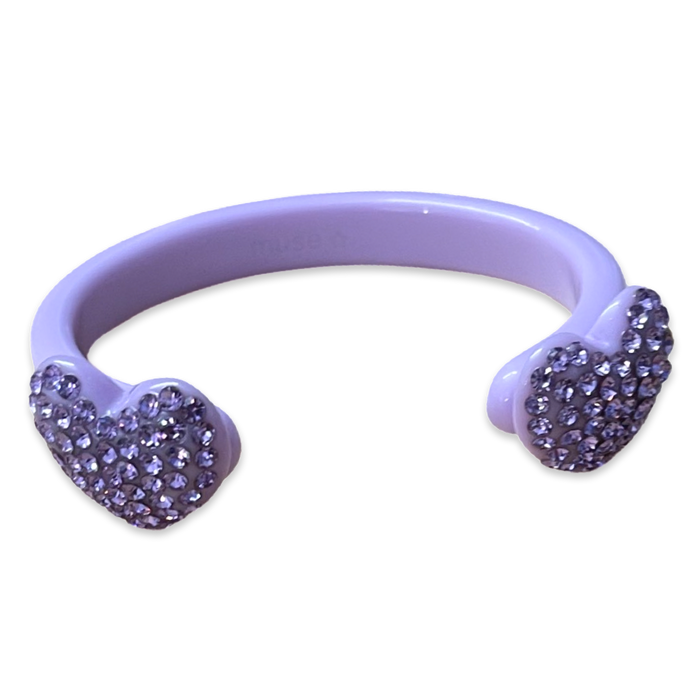 Large Crystal Heart Thin Cuff Bracelet