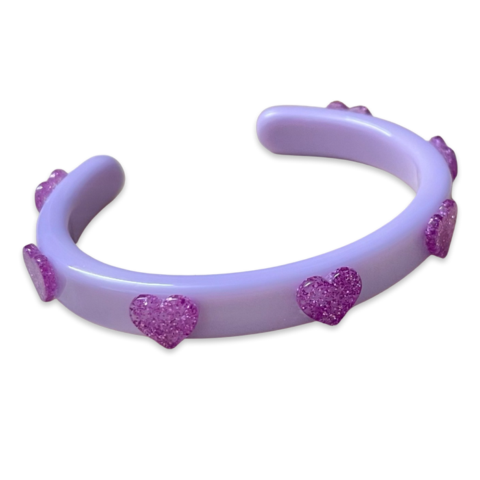 Mini Glitter Hearts Thin Cuff Bracelet
