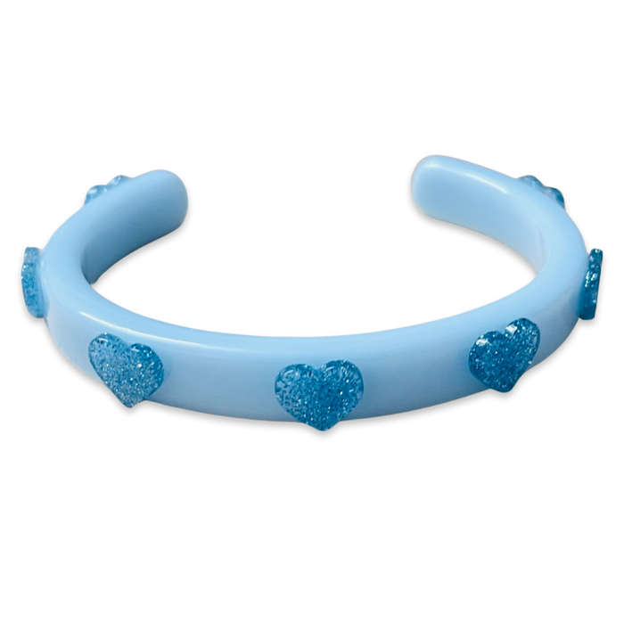 Mini Glitter Hearts Thin Cuff Bracelet