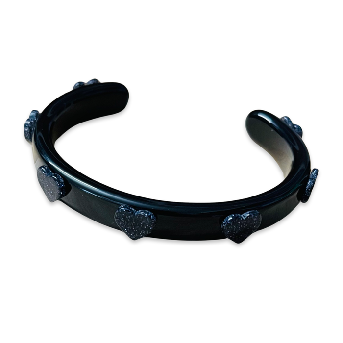 Mini Glitter Hearts Thin Cuff Bracelet