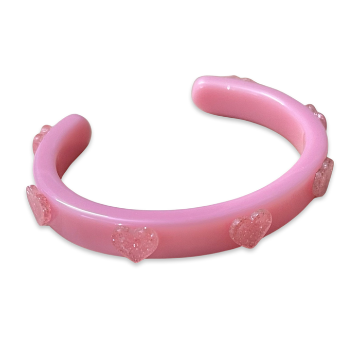 Mini Glitter Hearts Thin Cuff Bracelet