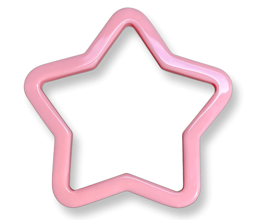 Vibrant strawberry pink star bangle bracelet: Eye-catching, large strawberry pink star bangle bracelet for a playful pop of color.