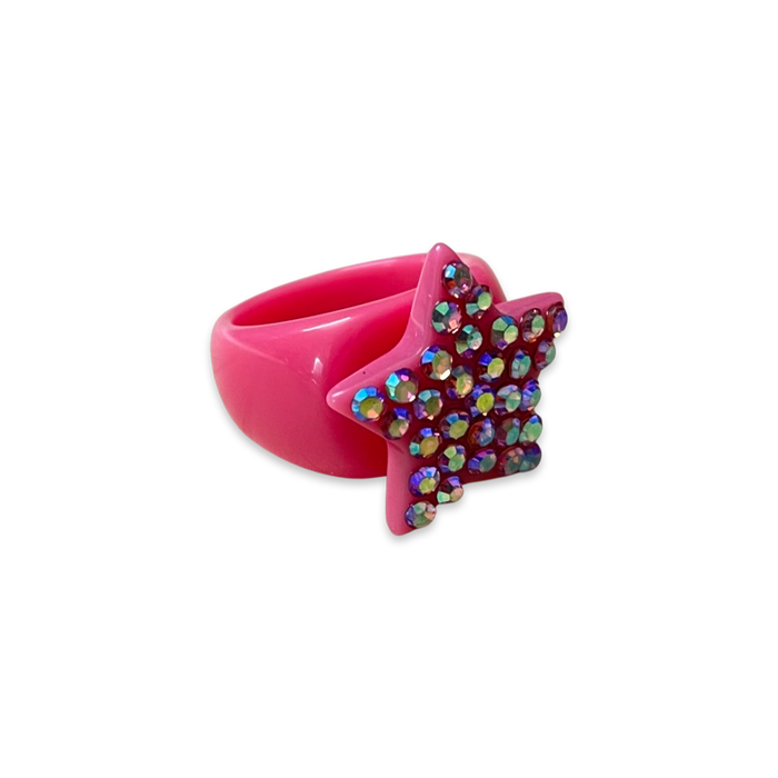Classic Large Crystal Star Ring