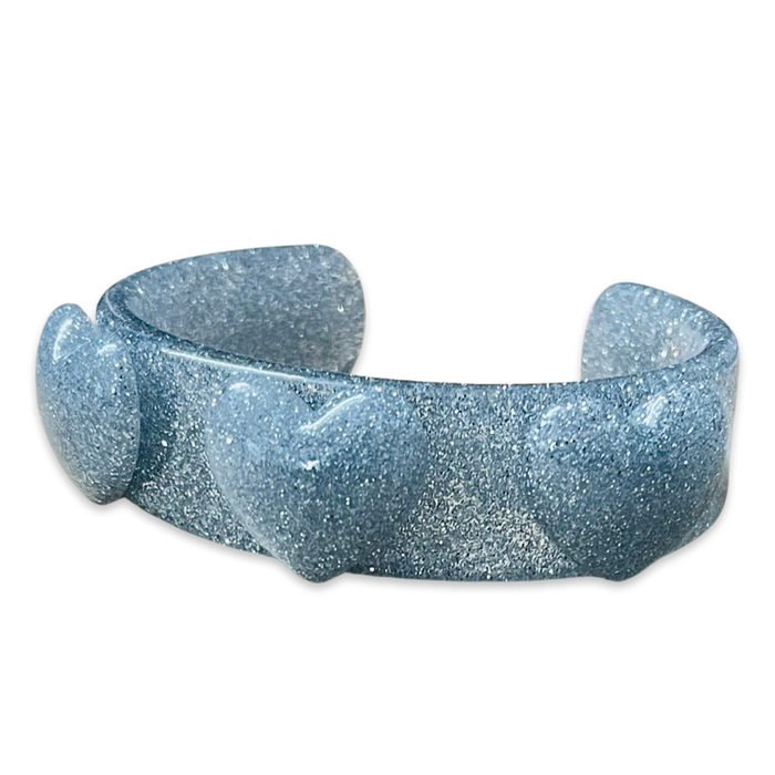 Glitter Puffy Heart Wide Cuff Bracelet