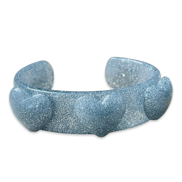 Glitter Puffy Heart Wide Cuff Bracelet