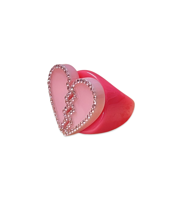 Crystal Broken Heart Circle Ring