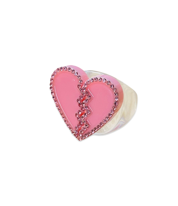 Crystal Broken Heart Circle Ring