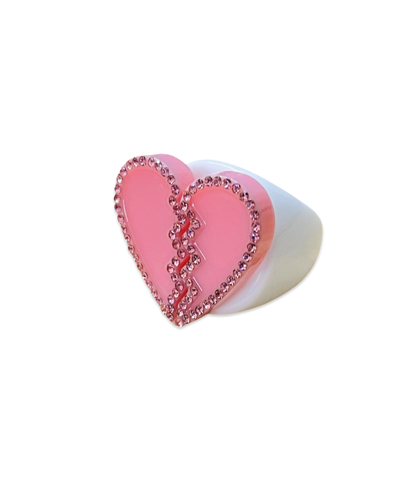 Crystal Broken Heart Circle Ring