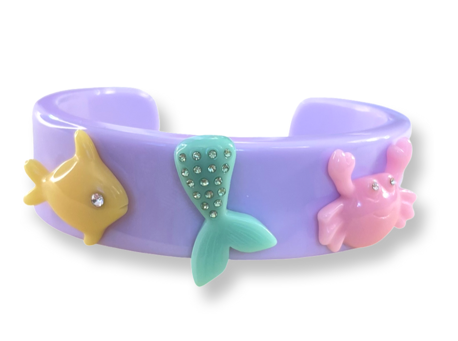 Crystal Mermaid Tail Wide Cuff Bracelet