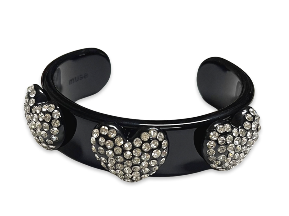 Crystal Heart Wide Cuff