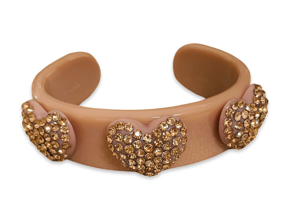 Crystal Heart Wide Cuff
