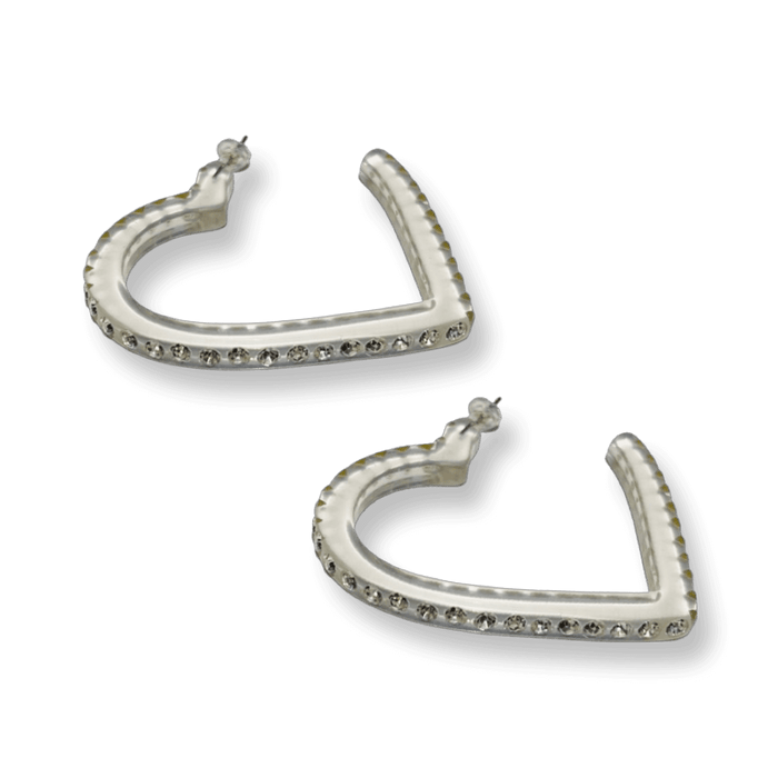 Large Crystal Acrylic Heart Hoop Earrings