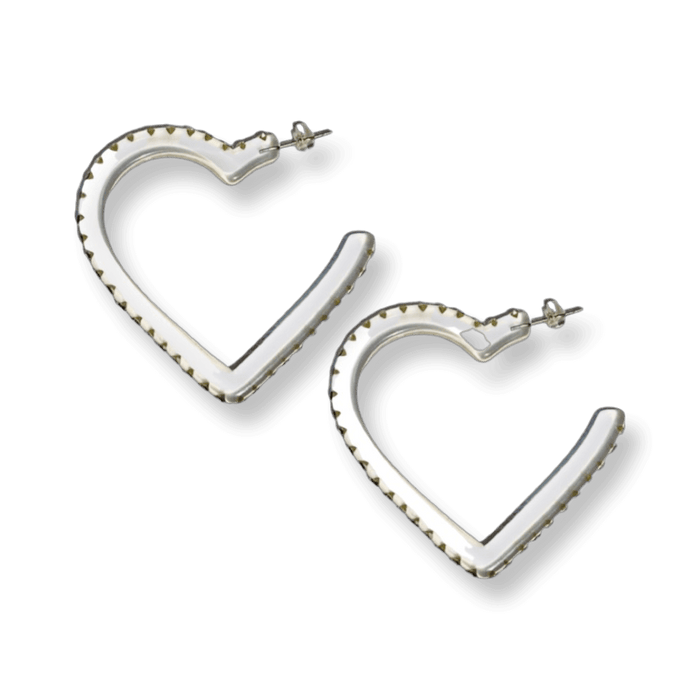 Large Crystal Acrylic Heart Hoop Earrings