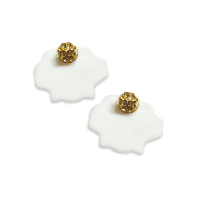 Rainbow Crystal Scallop Shell Statement Stud Earrings