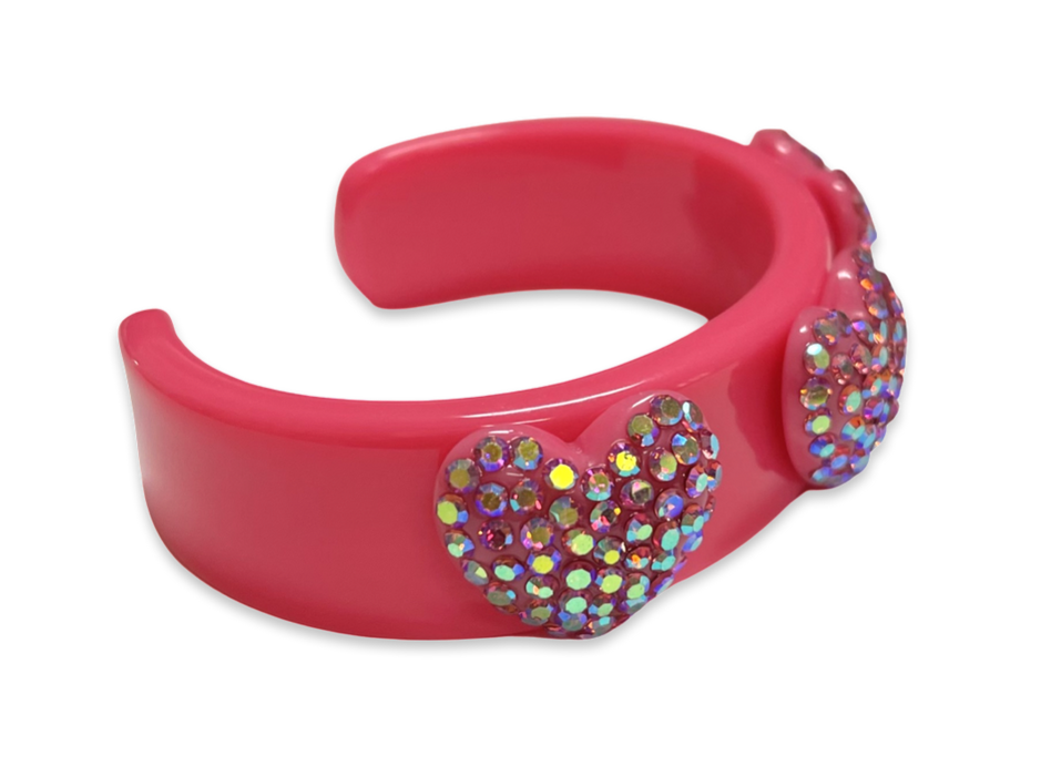 Crystal Heart Wide Cuff