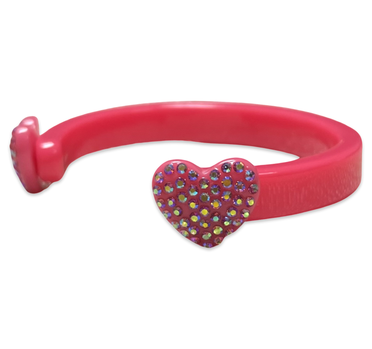 Small Crystal Hearts Cuff Bracelet