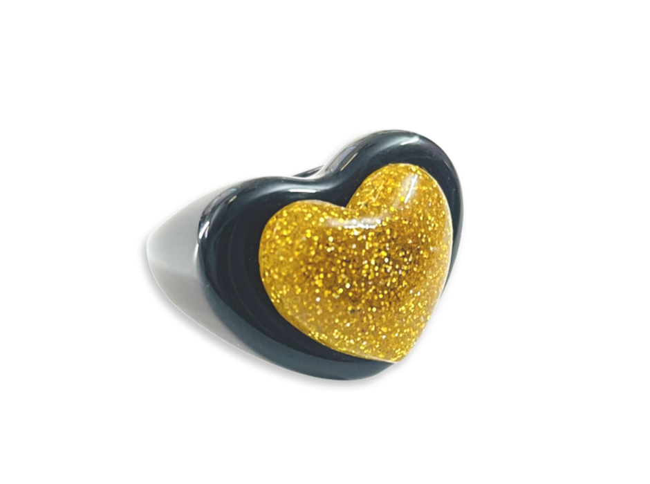 Glitter Puffy Heart Ring