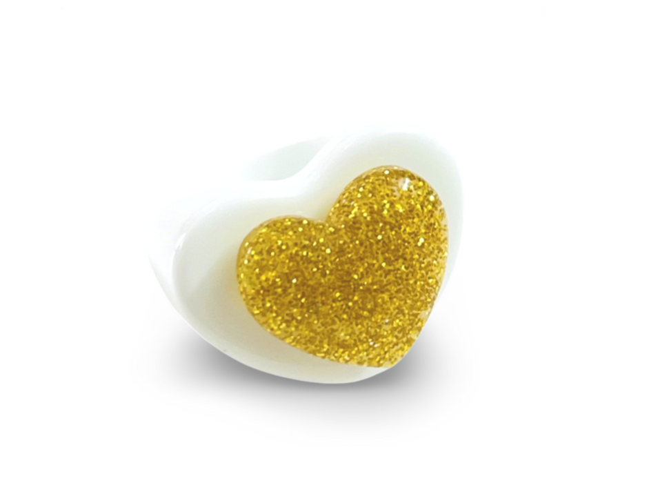 Glitter Puffy Heart Ring