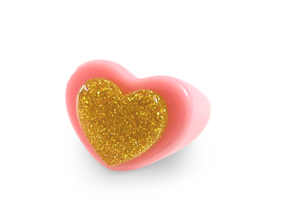 Glitter Puffy Heart Ring