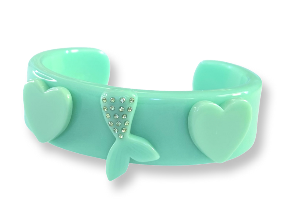 Crystal Mermaid Tail Wide Cuff Bracelet