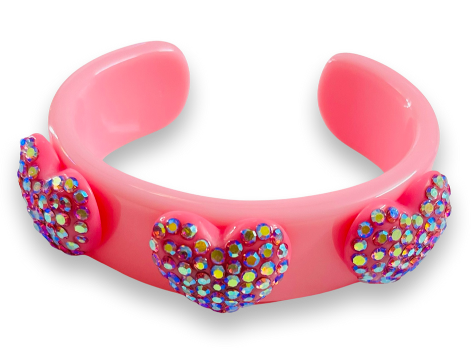 Crystal Heart Wide Cuff