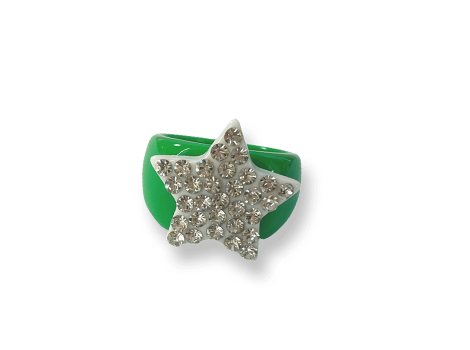 Classic Large Crystal Star Ring