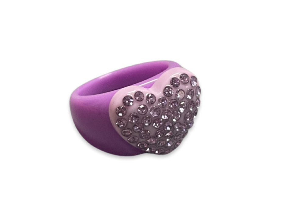 Small Crystal Heart Classic Ring