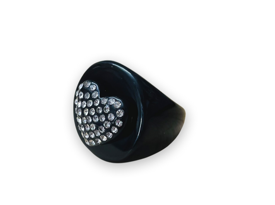 Small Crystal Heart Circle Ring