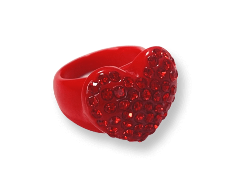 Large Crystal Heart Classic Ring