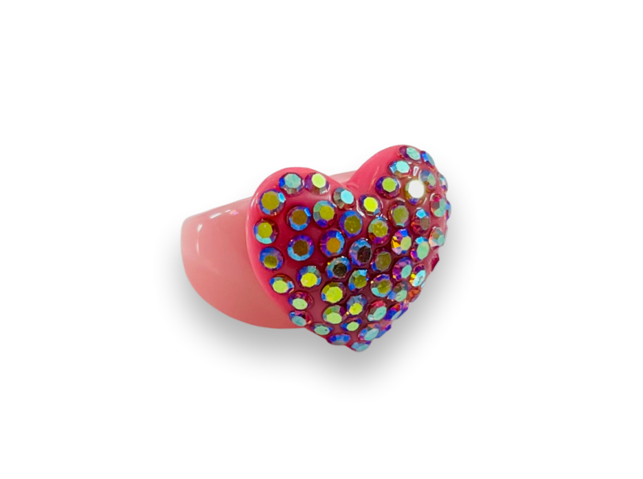 Large Crystal Heart Classic Ring