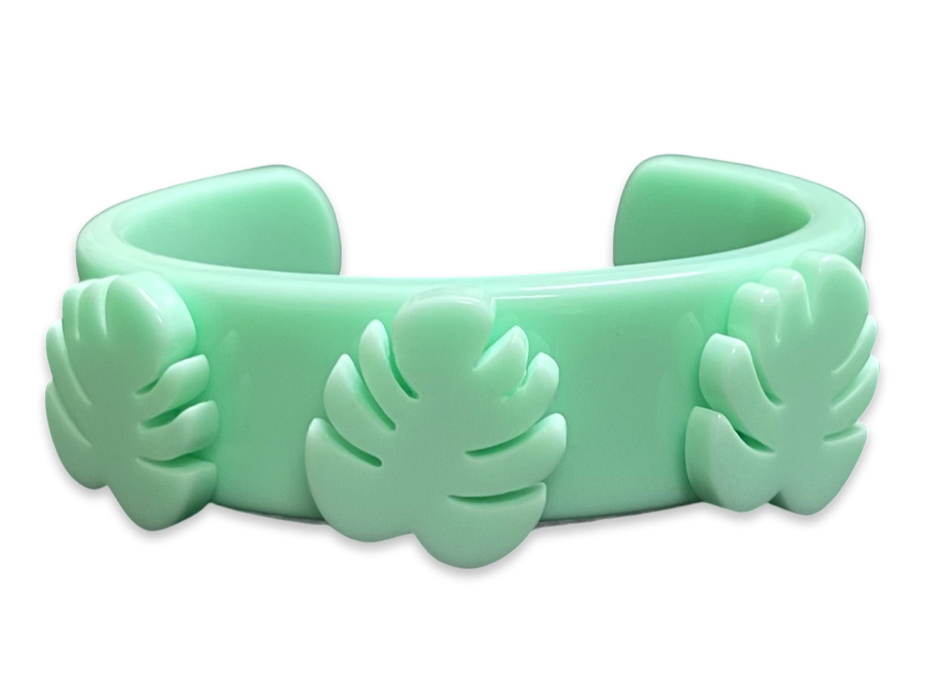 Monstera Palm Leaf Wide Cuff Bracelet
