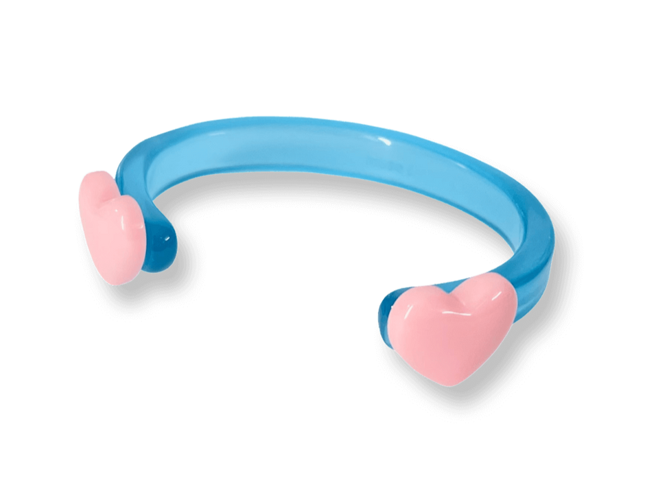 Small Puffy Heart Floating Cuff Bracelet
