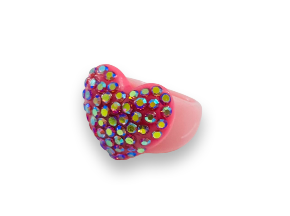 Large Crystal Heart Classic Ring