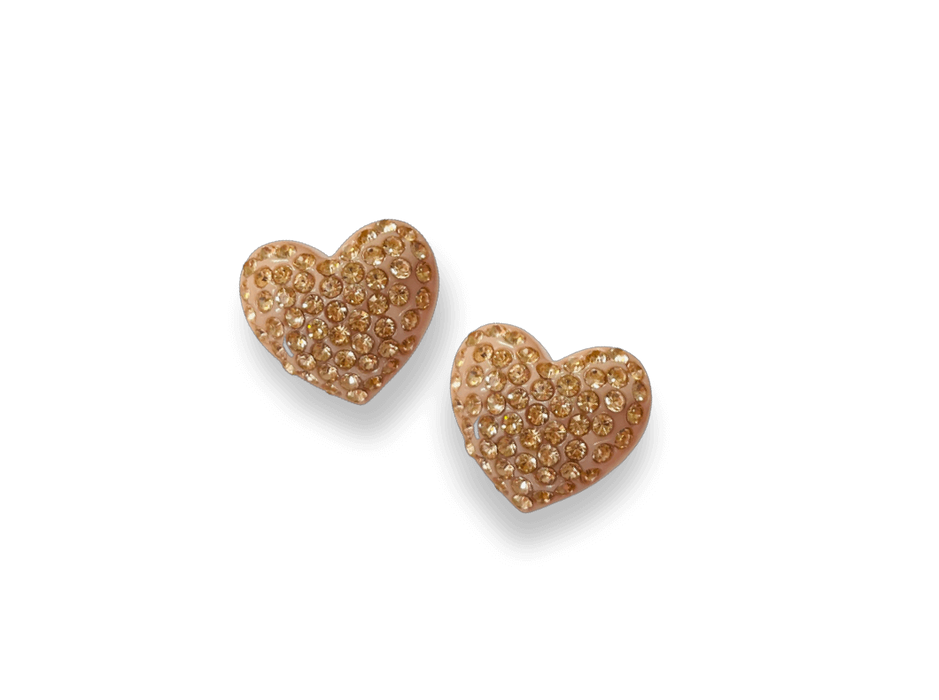 Large Crystal Heart Statement Stud Earrings