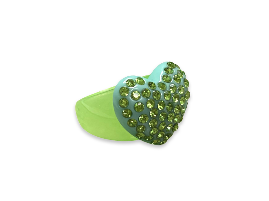 Large Crystal Heart Classic Ring