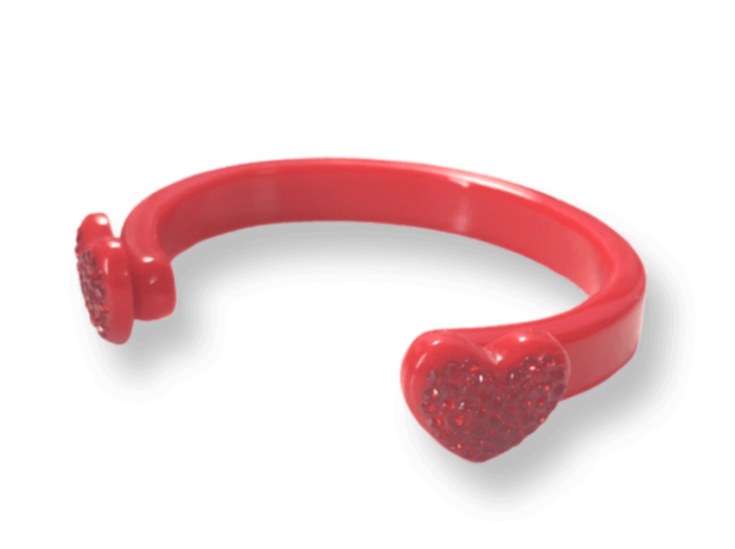 Small Crystal Hearts Cuff Bracelet