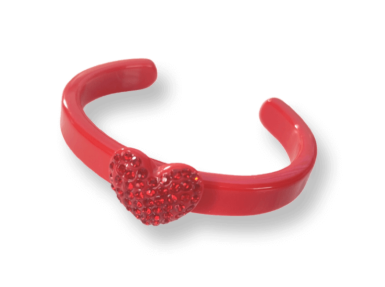 Thin Crystal Heart Cuff Bracelet