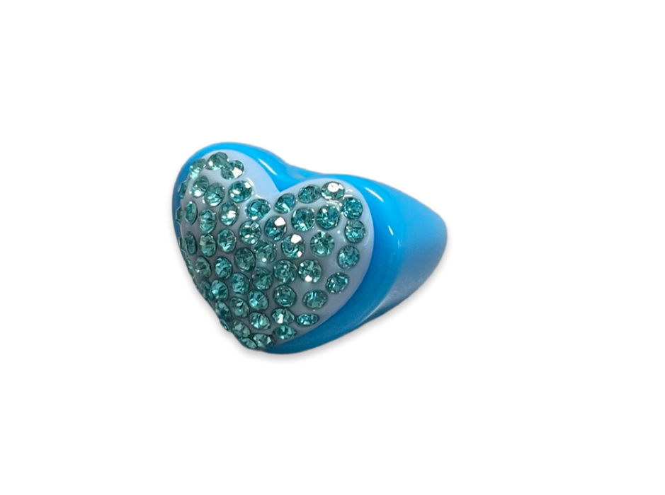 Large Crystal Heart Ring