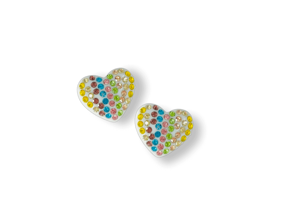 Small Crystal Heart Statement Stud Earrings