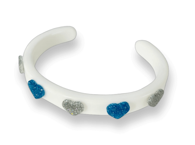 Mini Glitter Hearts Thin Cuff Bracelet