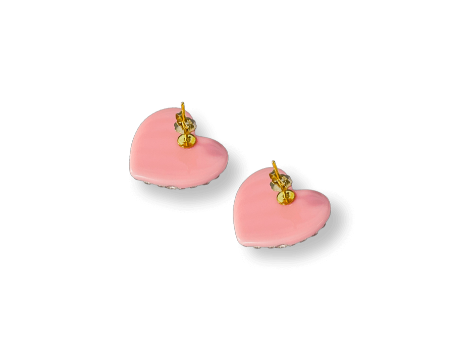 Small Crystal Heart Statement Stud Earrings