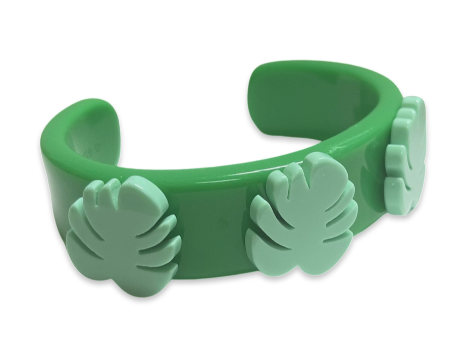 Monstera Palm Leaf Wide Cuff Bracelet