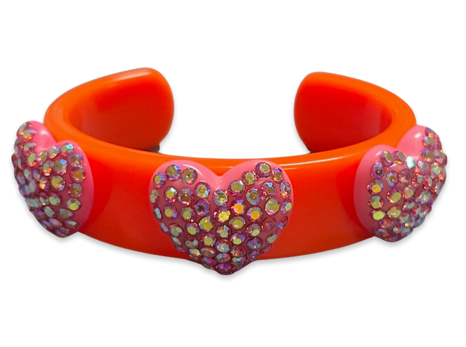 Crystal Heart Wide Cuff