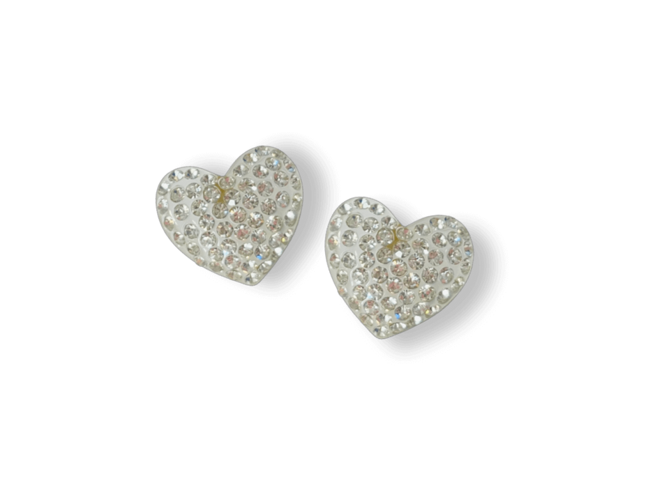 Large Crystal Heart Statement Stud Earrings