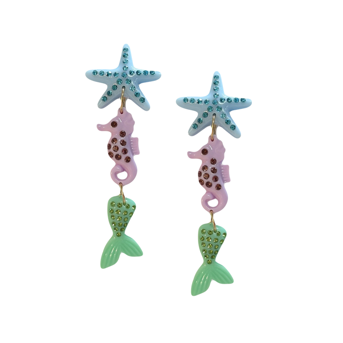 Crystal Sea Life Dangle Earrings