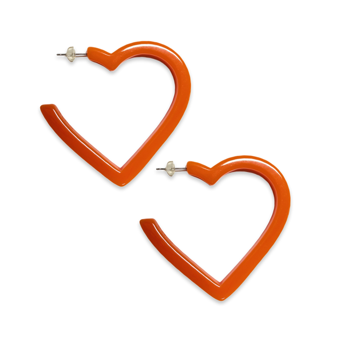 Large Crystal Acrylic Heart Hoop Earrings