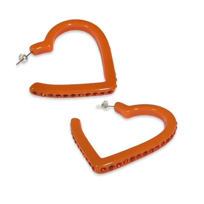 Large Crystal Acrylic Heart Hoop Earrings