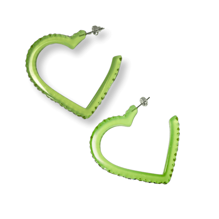 Large Crystal Acrylic Heart Hoop Earrings